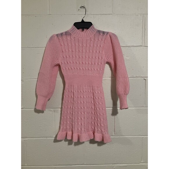 Girls Pink Cable Knit Sweater Dress Size 9Y Long Sleeve Soft Cute - Picture 1 of 6